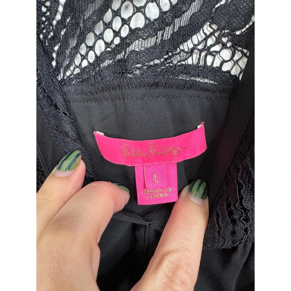 Lilly Pulitzer Black Marabella Lace Top Size‎ Large